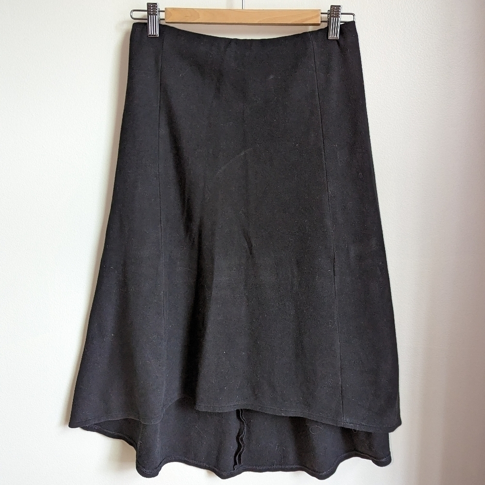 James PERSE Black High Low Lyocell Minimalist Contemporary Midi Skirt 2 / Medium - Picture 2 of 9